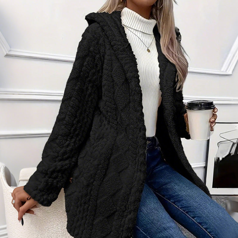 FIORELLA | Giacca in pile con cappuccio e bottoni