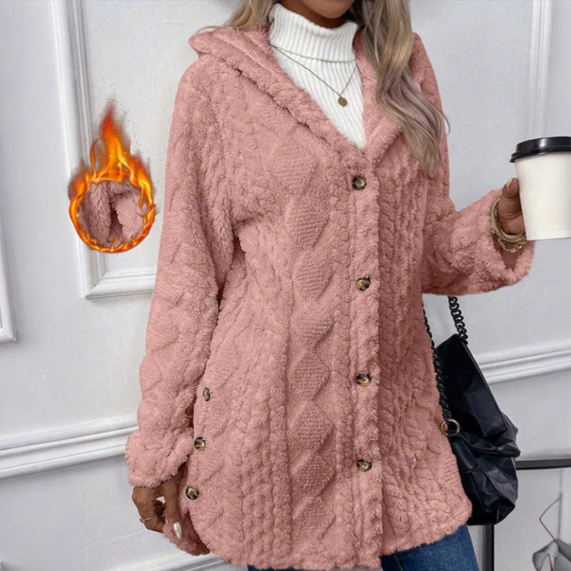 FIORELLA | Giacca in pile con cappuccio e bottoni