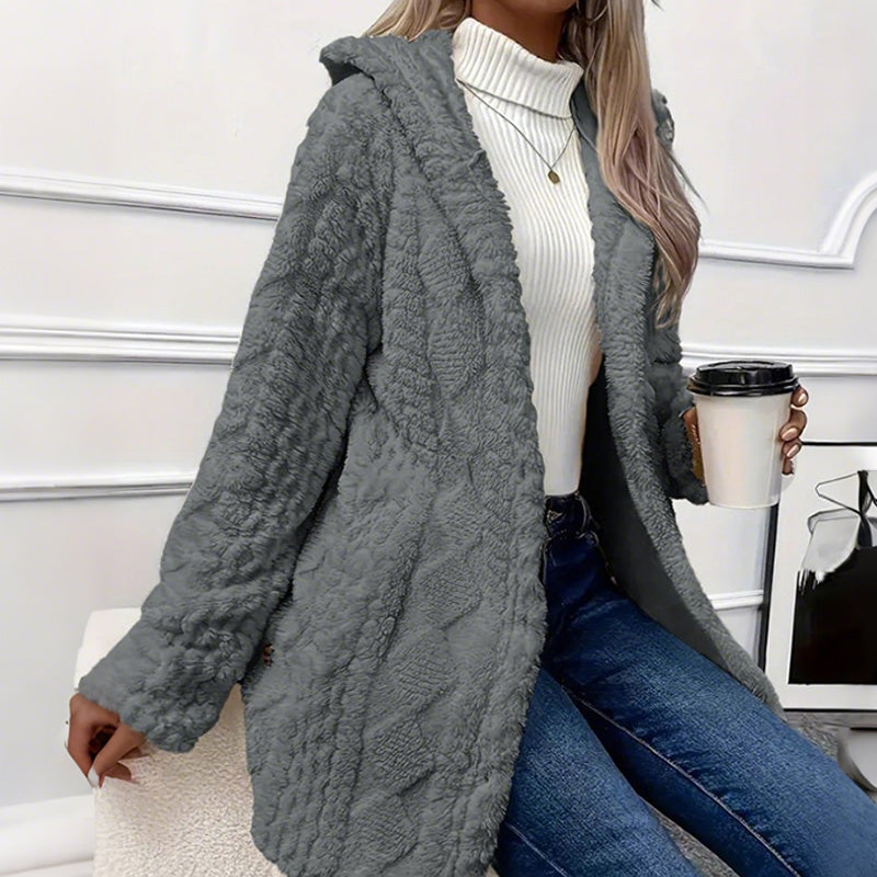 FIORELLA | Giacca in pile con cappuccio e bottoni