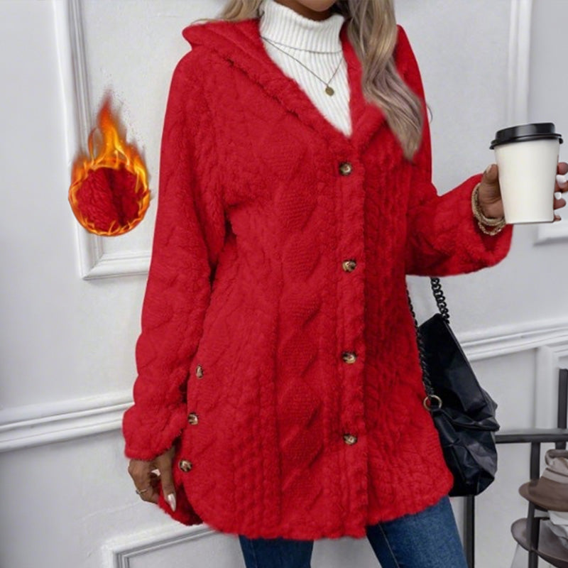 FIORELLA | Giacca in pile con cappuccio e bottoni