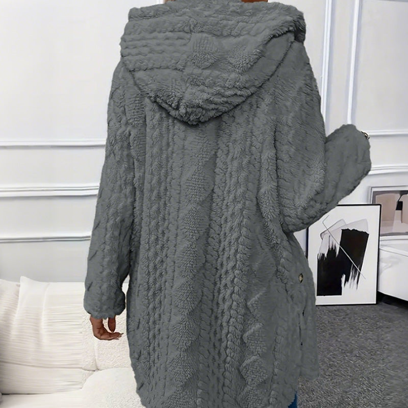 FIORELLA | Giacca in pile con cappuccio e bottoni