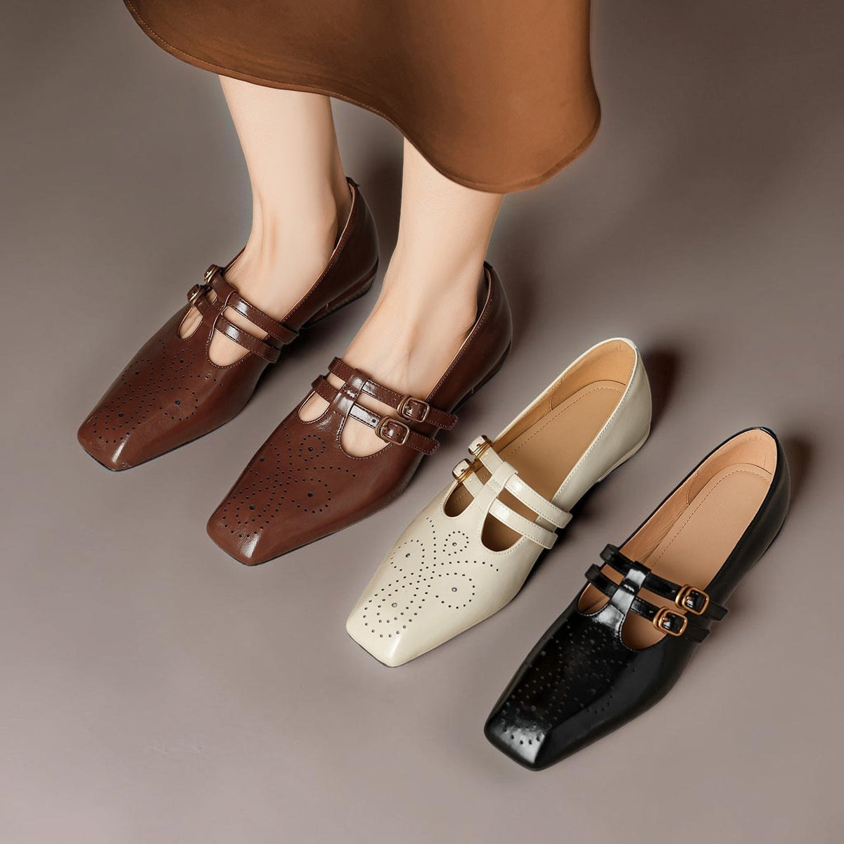 Marisa | Mary Jane con doppio cinturino e dettagli brogue
