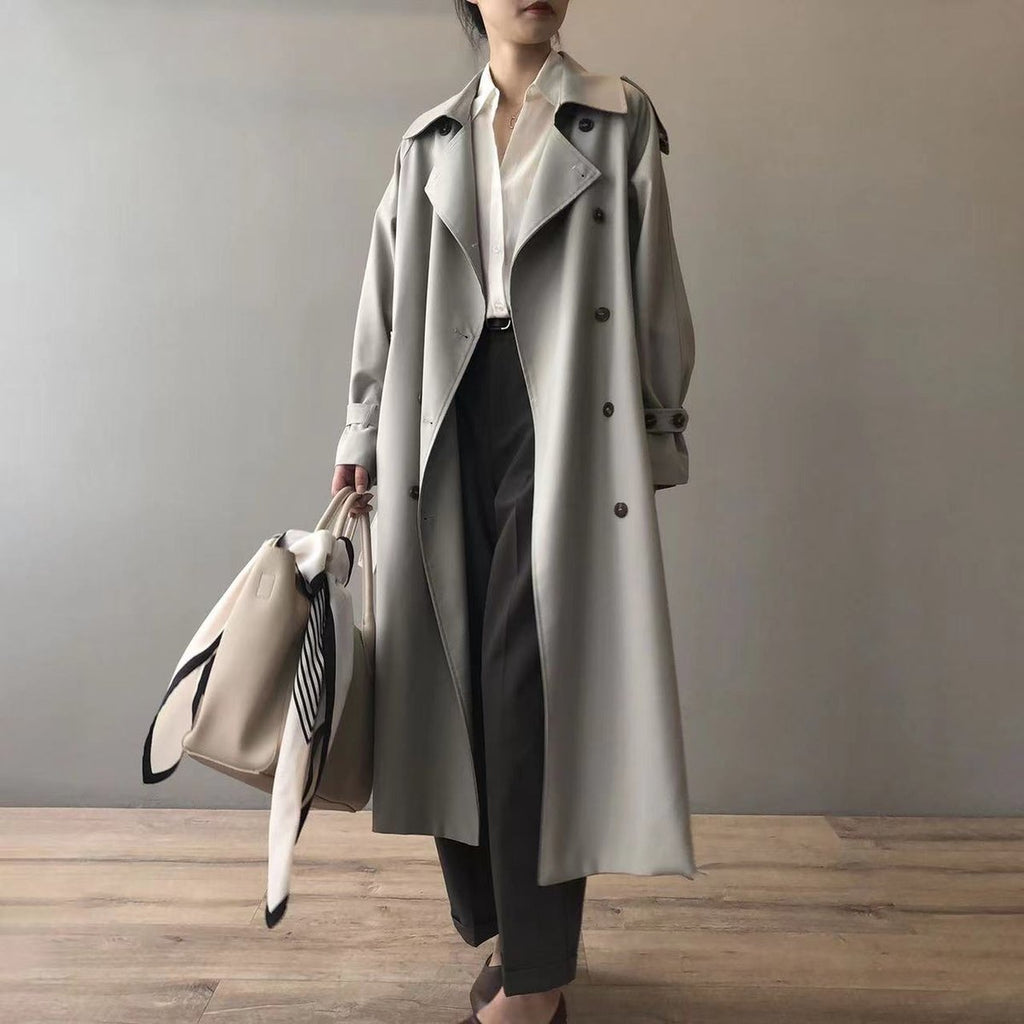 Caterina | Trench lungo doppiopetto con cintura