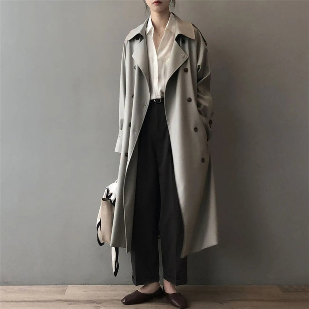Caterina | Trench lungo doppiopetto con cintura