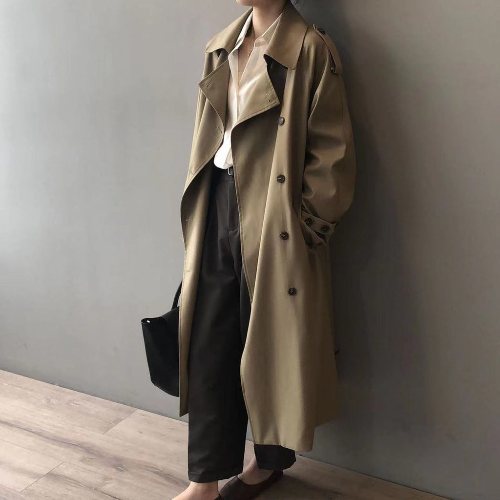 Caterina | Trench lungo doppiopetto con cintura