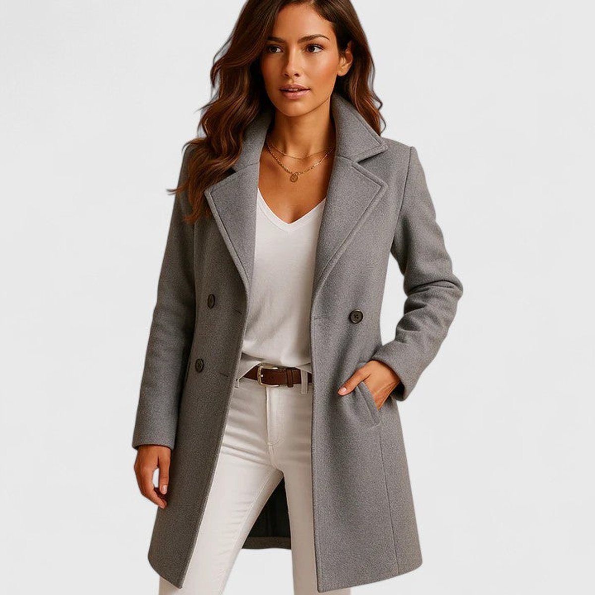 Bianca | Cappotto lungo sartoriale con revers classici