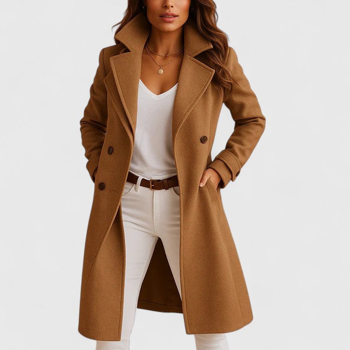 Bianca | Cappotto lungo sartoriale con revers classici
