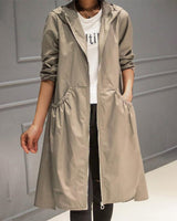 Caterina | Trench lungo con cappuccio e zip