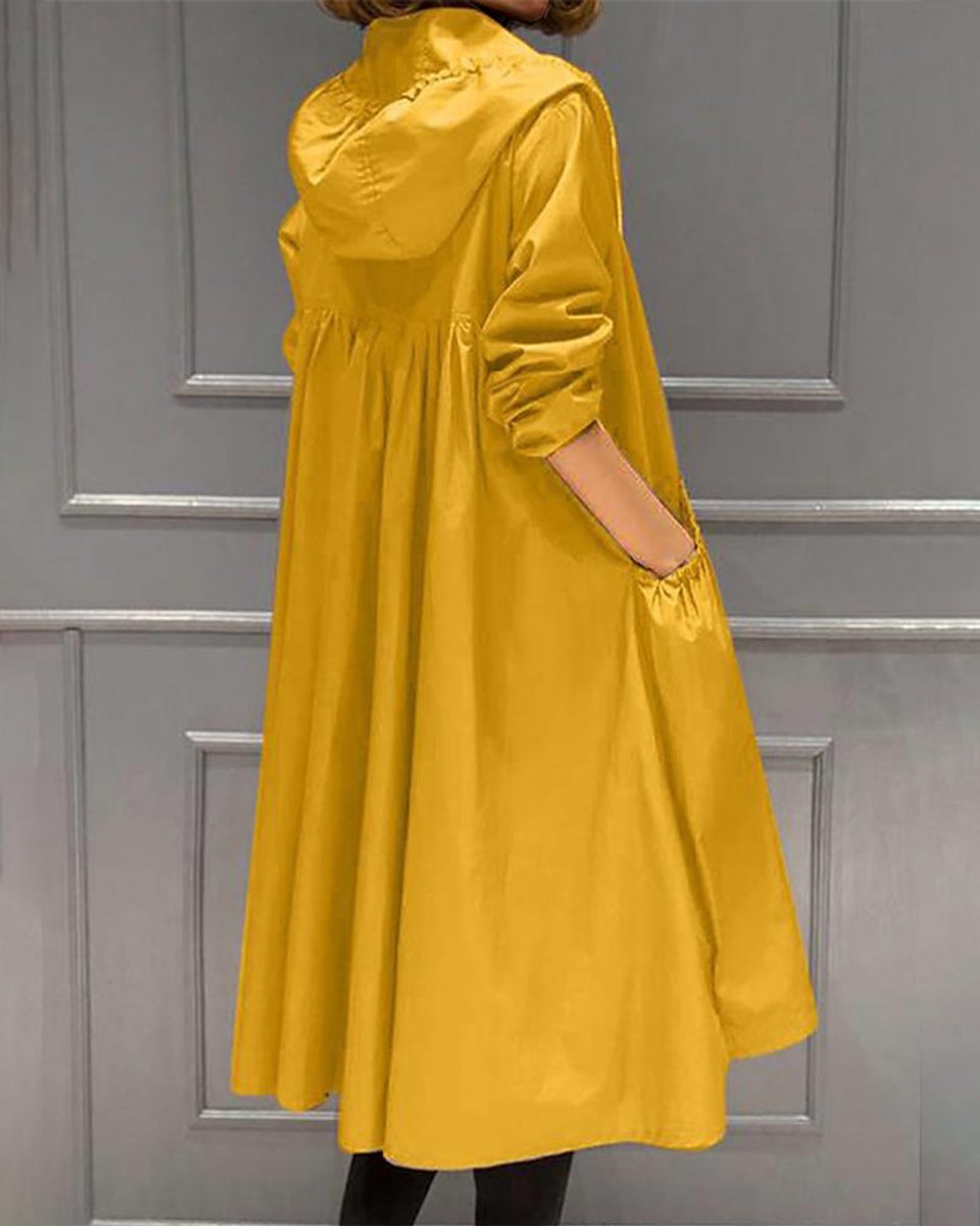 Caterina | Trench lungo con cappuccio e zip
