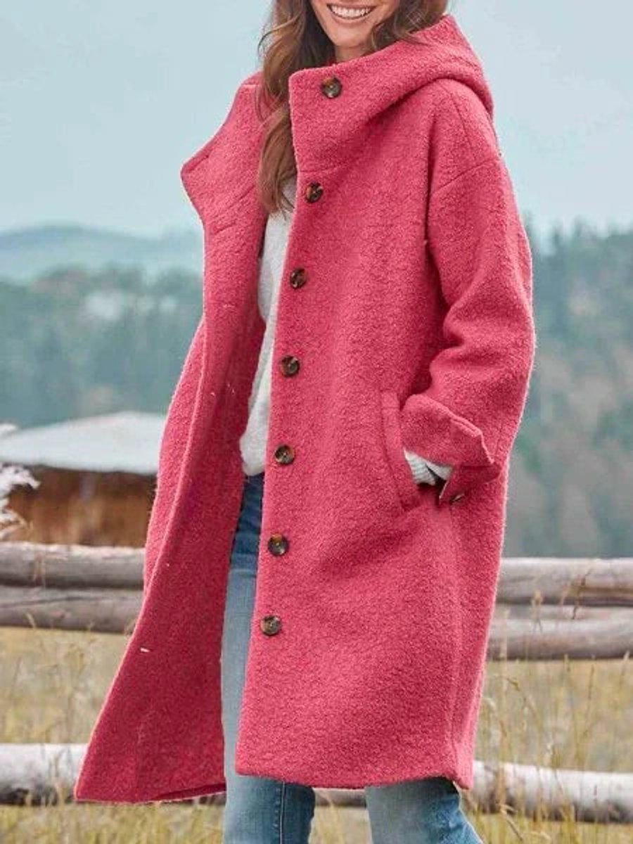Eleonora | Cappotto lungo con cappuccio e bottoni frontali